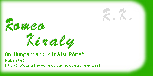 romeo kiraly business card